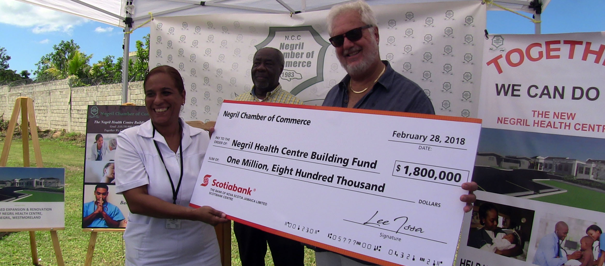 Lee Issa presents 1.8 million check to Negril Community Centre Fund